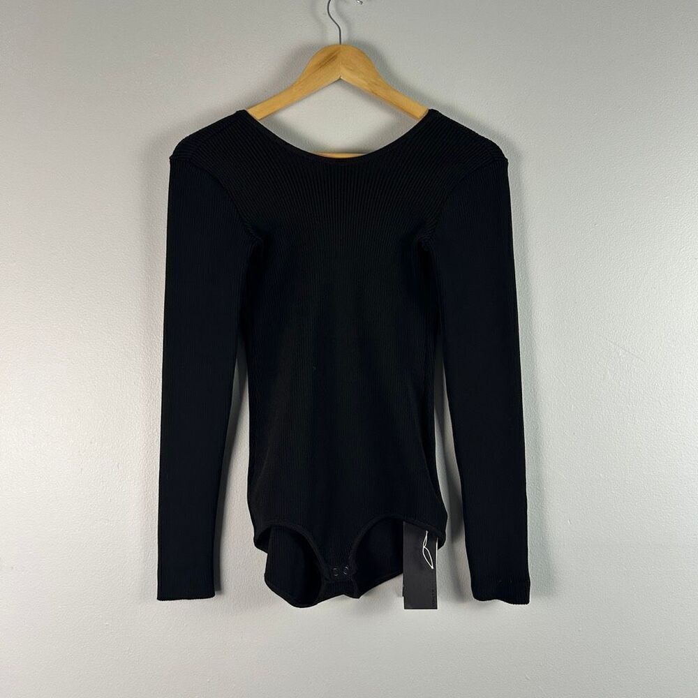 Osklen black ribbed long-sleeve bodysuit Medium